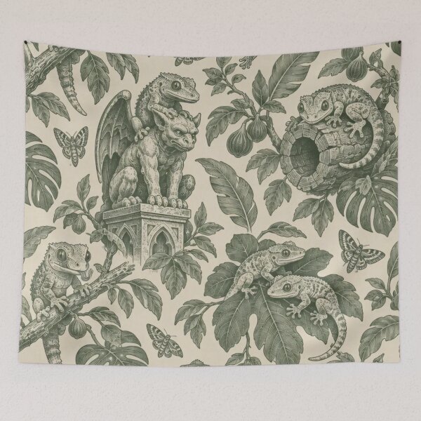 Item preview, Gargoyle Gecko Toile Seamless Pattern | Reptile Keeper Gecko Toile de Jouy designed and sold by StickyGuys.