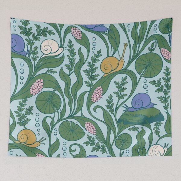 Item preview, Mystery Snail Art Nouveau Seamless Pattern | Aquarium Snail Fish Tank Repeat designed and sold by StickyGuys.