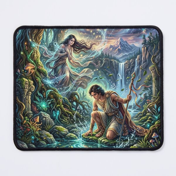 Item preview, Narcissus and Echo - Greek Mythology Fantasy Art designed and sold by Lucid Dream Pixel.