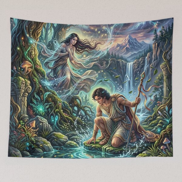Item preview, Narcissus and Echo - Greek Mythology Fantasy Art designed and sold by Lucid Dream Pixel.