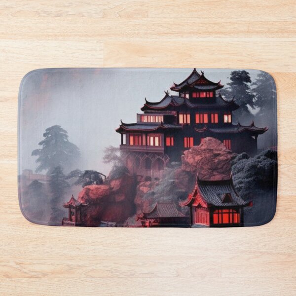Item preview, Pagoda Temple Mist Foggy Mountain glowing lights Red Night designed and sold by LYAN-STORE.