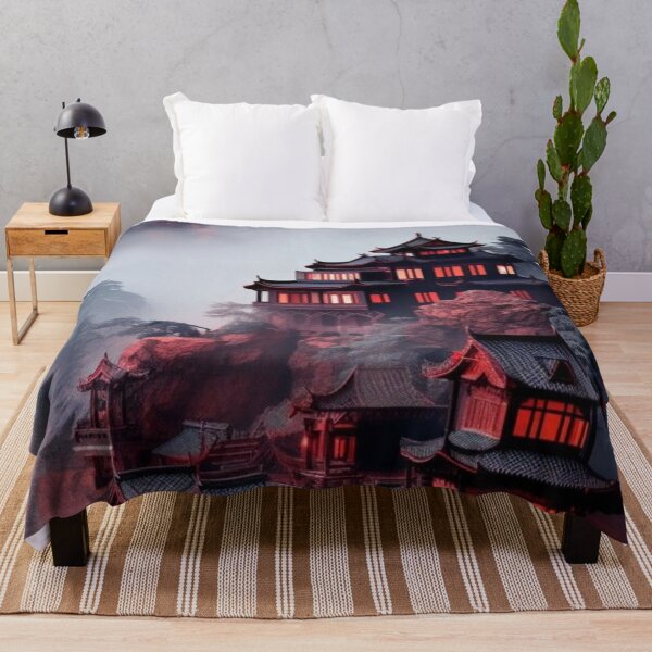 Item preview, Pagoda Temple Mist Foggy Mountain glowing lights Red Night designed and sold by LYAN-STORE.