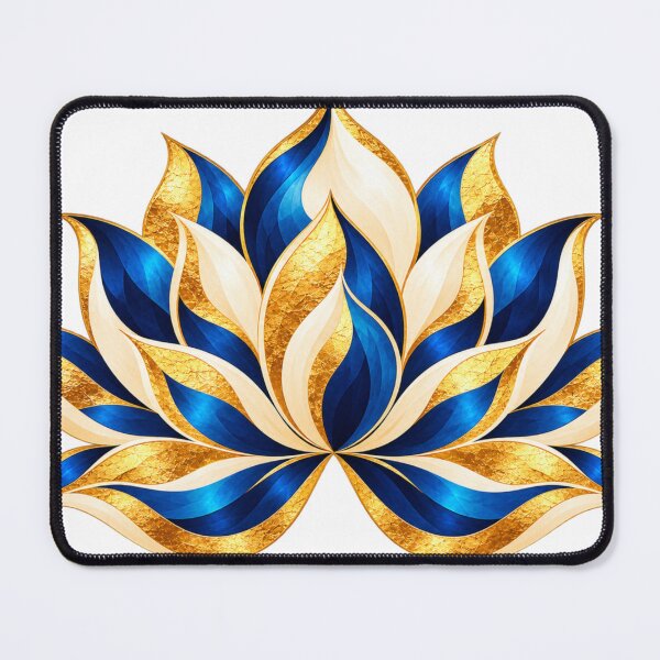 Item preview, Blue & Gold Lotus Elegance designed and sold by NeuroArtGallery.