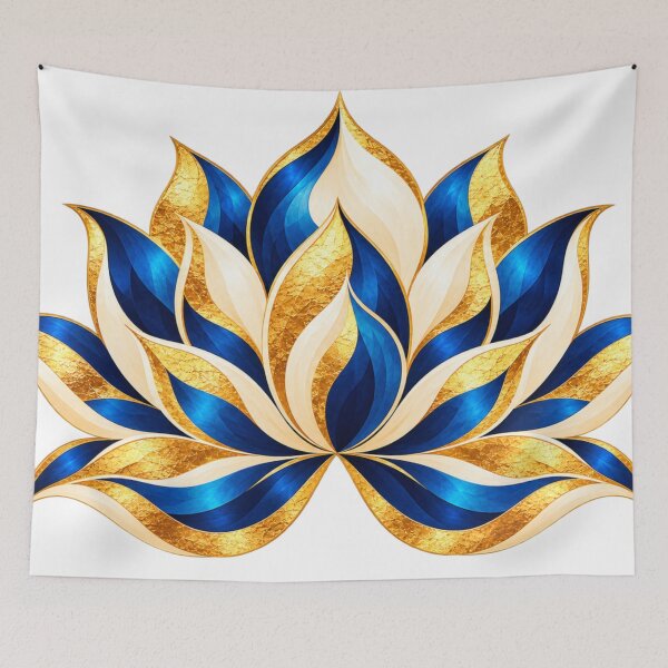 Item preview, Blue & Gold Lotus Elegance designed and sold by NeuroArtGallery.