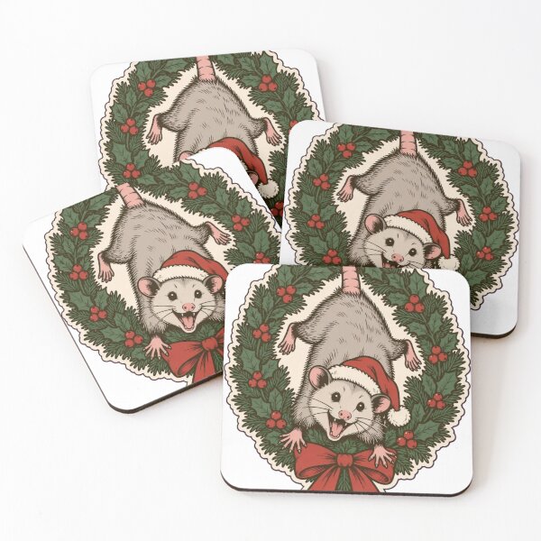 Item preview, Possum Christmas Wreath Sticker | Funny Opossum Santa Hat Holiday Die Cut designed and sold by StickyGuys.