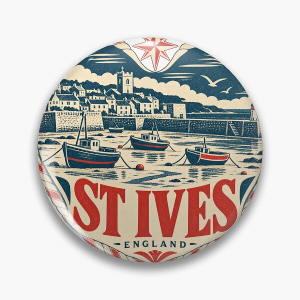 Item preview, St Ives England Travel Souvenir Nautical Woodcut Heart designed and sold by VisualArtsOasis.