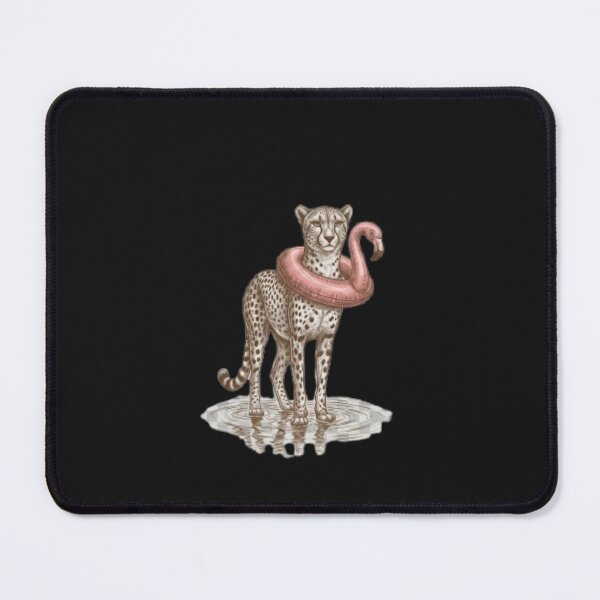 Item preview, Cheetah with Flamingo Pool Float Vintage Vintage Quirky Illustration designed and sold by ArtivaaStudio.