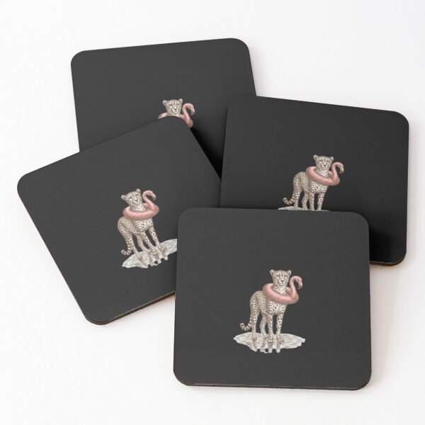 Item preview, Cheetah with Flamingo Pool Float Vintage Vintage Quirky Illustration designed and sold by ArtivaaStudio.