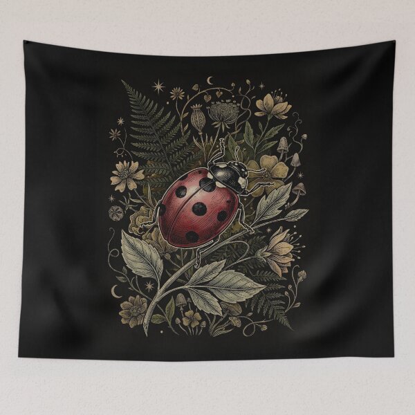 Item preview, Dark Academia Ladybug Vintage Botanical Celestial Art designed and sold by K Design Store.