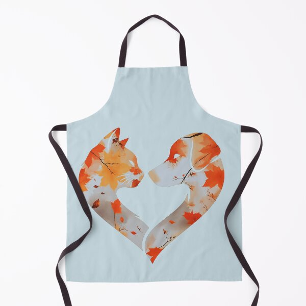 Item preview, Autumn leaves dog and cat heart (sky blue) designed and sold by Doodles Down South.