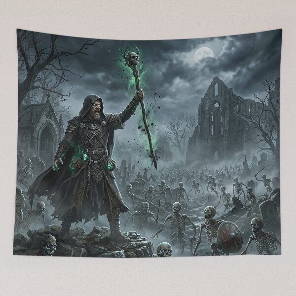 Item preview, Necromancer and Skeleton Army - Gothic Art designed and sold by Lucid Dream Pixel.