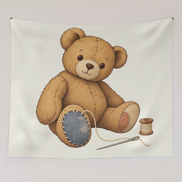 Item preview, Hand-Mended Teddy Bear with Visible Patchwork Art designed and sold by MythicCotton.