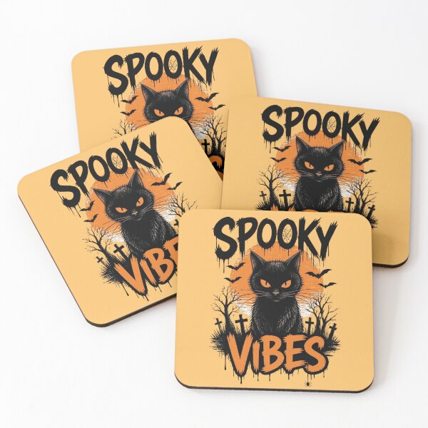 Item preview, Spooky Vibes Black Cat Halloween Graphic  designed and sold by BoldPowStudio.