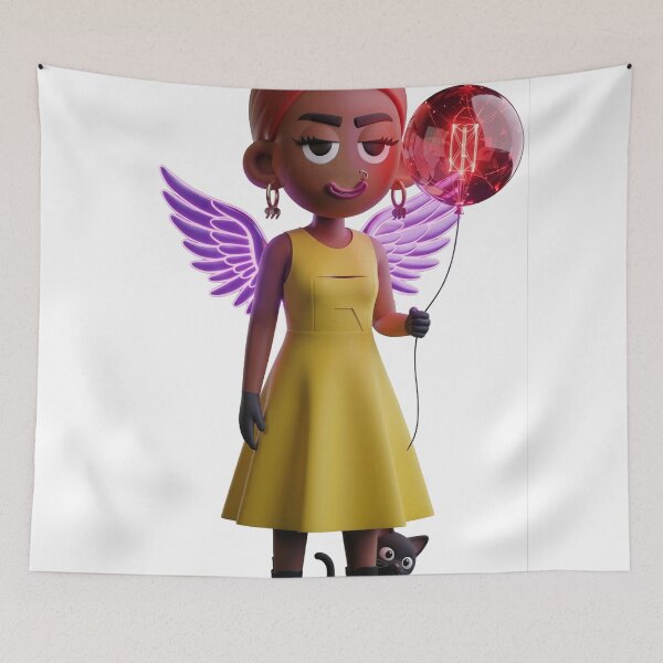 Item preview, Neon Balloons Angel Doll and Cat designed and sold by GorgezBoo.