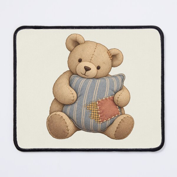 Item preview, Visible Mending Teddy Bear Hugging Patchwork Pillow designed and sold by MythicCotton.