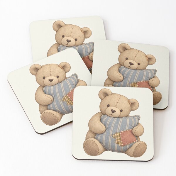 Item preview, Visible Mending Teddy Bear Hugging Patchwork Pillow designed and sold by MythicCotton.