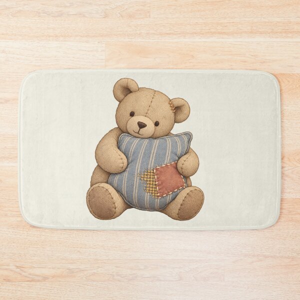 Item preview, Visible Mending Teddy Bear Hugging Patchwork Pillow designed and sold by MythicCotton.