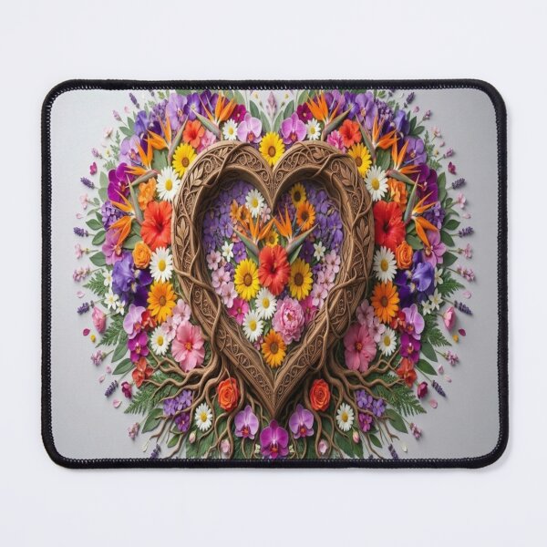 Item preview, Vibrant Floral Heart - Botanical Wood Carving Art designed and sold by Breezes-of-Ida.