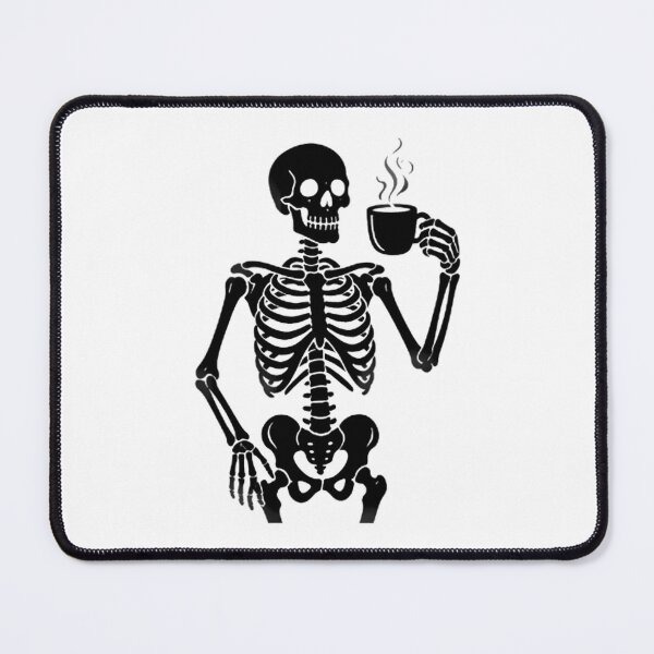 Item preview, Skeleton Holding Hot Coffee Mug designed and sold by Linework Studio.