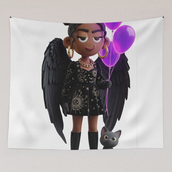 Item preview, Goth Angel Balloons Doll and Cat designed and sold by GorgezBoo.