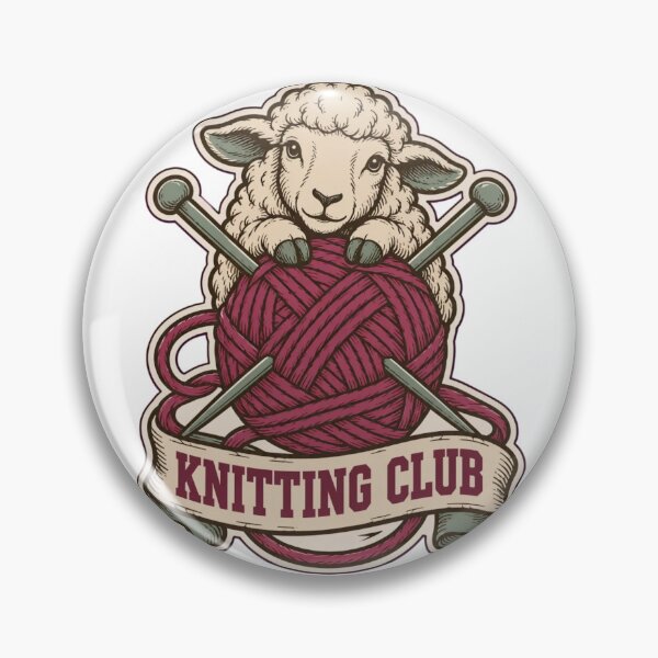 Item preview, Knitting Club Varsity Crest | Vintage Knitter Yarn and Needles Club Design designed and sold by StickyGuys.