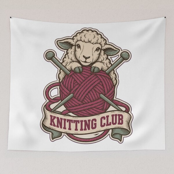 Item preview, Knitting Club Varsity Crest | Vintage Knitter Yarn and Needles Club Design designed and sold by StickyGuys.