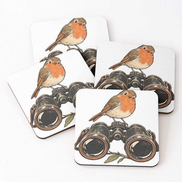 Item preview, Curious Bird on Binoculars Birdwatching Illustration designed and sold by Crafted.ink.
