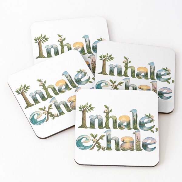 Item preview, Inhale Exhale Nature Typography Mindfulness Mountains designed and sold by BakersTees.
