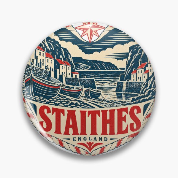 Item preview, Staithes England Travel Souvenir Nautical Woodcut Heart designed and sold by VisualArtsOasis.