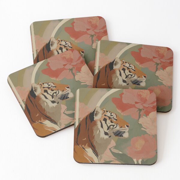 Item preview, Tiger and flowers designed and sold by Happy Mood Design.