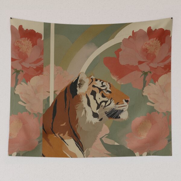 Item preview, Tiger and flowers designed and sold by Happy Mood Design.