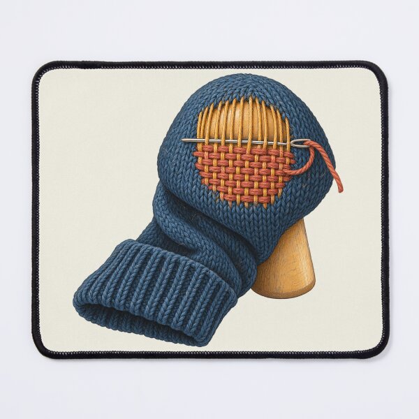 Item preview, Visible Mending Darning Mushroom Knit Art designed and sold by MythicCotton.