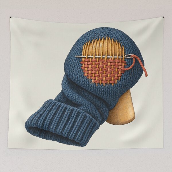 Item preview, Visible Mending Darning Mushroom Knit Art designed and sold by MythicCotton.