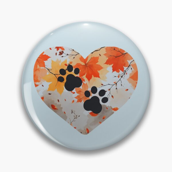 Item preview, Autumn leaves heart and 2 paw prints (sky blue) designed and sold by Doodles Down South.