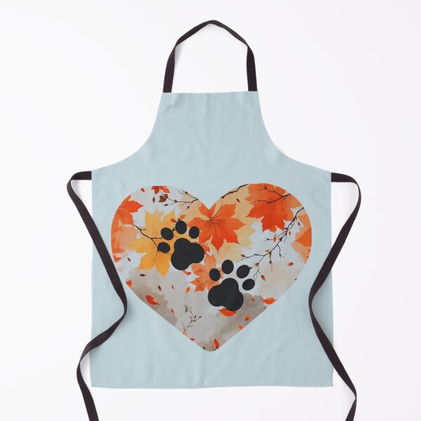 Item preview, Autumn leaves heart and 2 paw prints (sky blue) designed and sold by Doodles Down South.