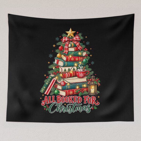 Item preview, All Booked For Christmas Book Christmas Tree Lights Teacher designed and sold by Anime-Nomad.