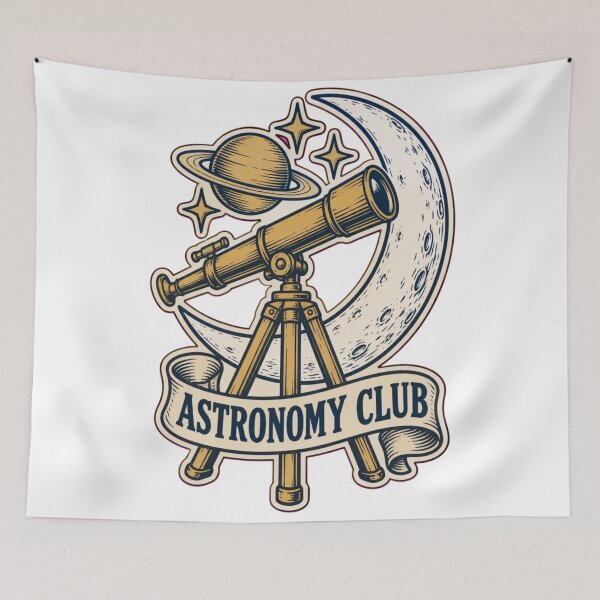 Item preview, Astronomy Club Vintage Crest | Telescope Moon and Saturn Stargazer Design designed and sold by StickyGuys.