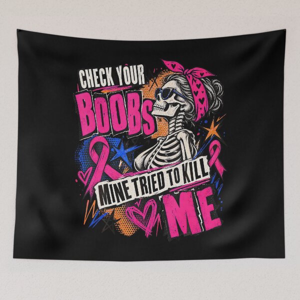 Item preview, Check Your Boobs Mine Tried To Kill Me Cancer Survivor T-Shirt designed and sold by Anime-Nomad.