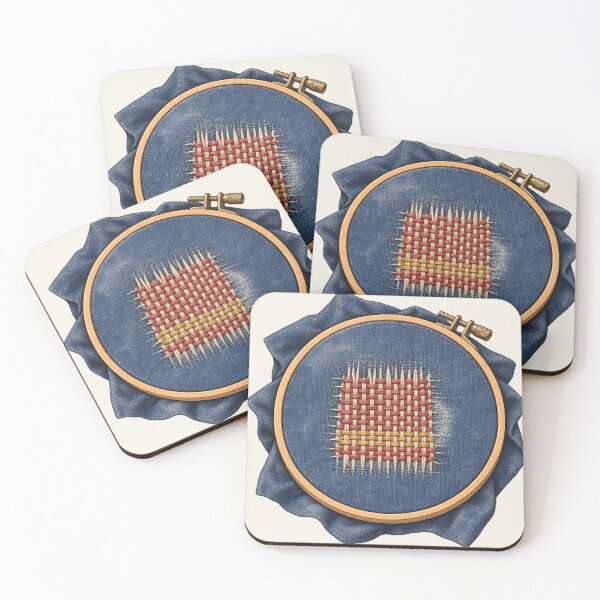 Item preview, Visible Mending Denim Darning Hoop Art designed and sold by MythicCotton.