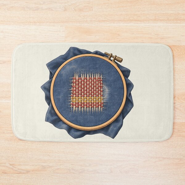 Item preview, Visible Mending Denim Darning Hoop Art designed and sold by MythicCotton.