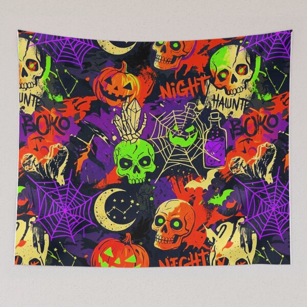 Item preview, Retro Neon Cyberpunk Halloween Collage Seamless Pattern. designed and sold by Giulivo Store Graphic.
