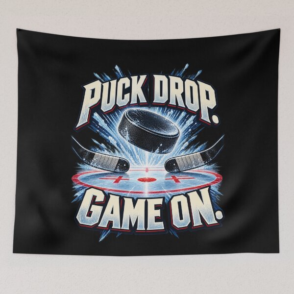 Artikelvorschau, Puckeinwurf. Spiel läuft. – Eishockey entworfen und verkauft von Good Mood Foundry.