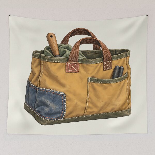 Item preview, Visible Mending Canvas Tool Bag Patchwork designed and sold by MythicCotton.