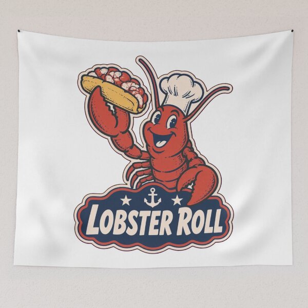 Item preview, Lobster Roll Retro Seafood Shack Sign | Vintage New England Diner Lobster designed and sold by StickyGuys.