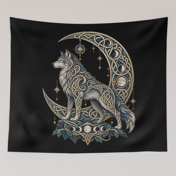Item preview, Celtic wolf under the crescent moon designed and sold by lAnJefurtifeu.