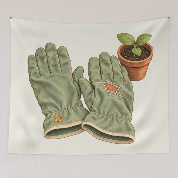 Item preview, Visible Mending Garden Gloves Patchwork designed and sold by MythicCotton.