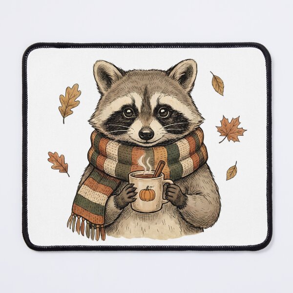 Item preview, Cozy Autumn Raccoon Drinking Pumpkin Spice Latte designed and sold by abdelski.