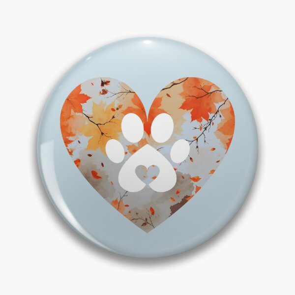Item preview, Autumn leaves heart and paw within a heart (sky blue) designed and sold by Doodles Down South.