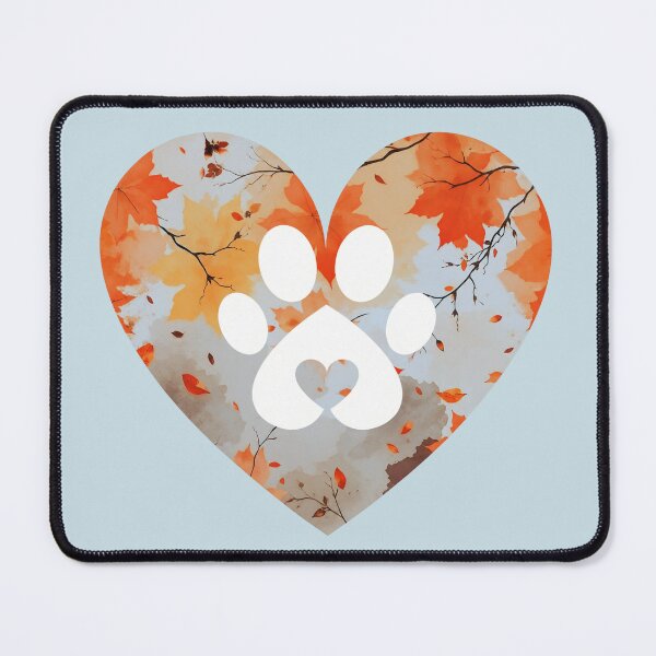 Item preview, Autumn leaves heart and paw within a heart (sky blue) designed and sold by Doodles Down South.