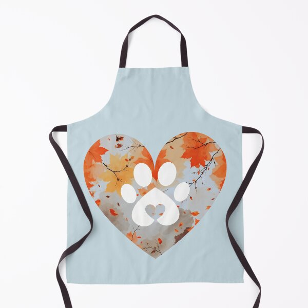 Item preview, Autumn leaves heart and paw within a heart (sky blue) designed and sold by Doodles Down South.